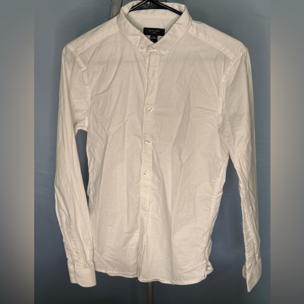 New Look Men's Crisp White Casual Muscle Fit Shirt